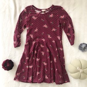 Girls Burgundy Fall Floral Dress